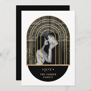 Golden Arch   Black and White Christmas Photo Holiday Card