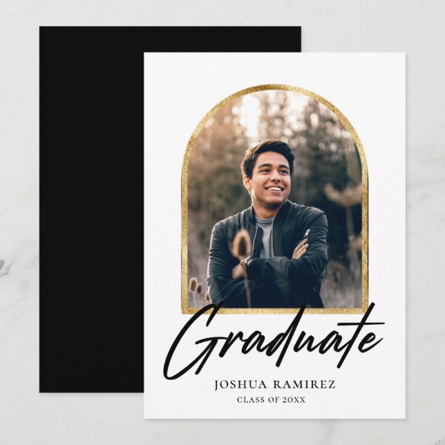 Golden Arch Photo Frame Graduation Announcement  (Front/Back)