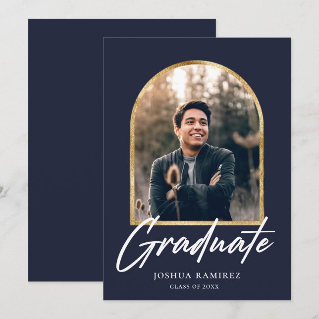 Golden Arch Photo Frame Graduation Announcement  (Front/Back)
