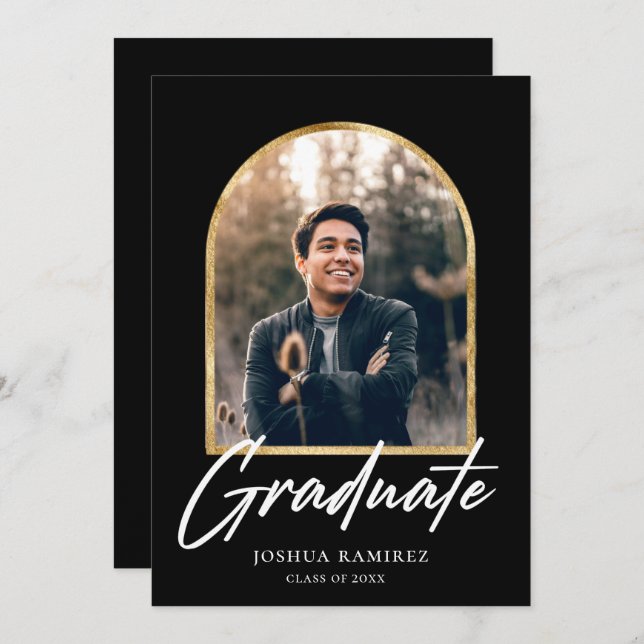 Golden Arch Photo Frame Graduation Announcement  (Front/Back)