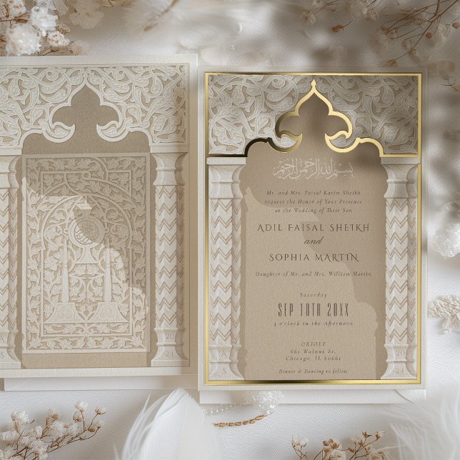 Golden Architectural Elegance Wedding Invitation (Creator Uploaded)