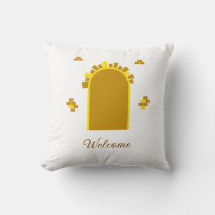 Golden Archway Portal – Minimalist Abstract Design Cushion
