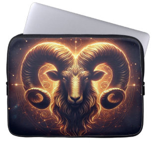 Golden Aries Zodiac Symbol Laptop Sleeve