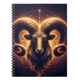 Golden Aries Zodiac Symbol Notebook
