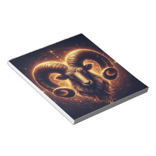 Golden Aries Zodiac Symbol Notepad