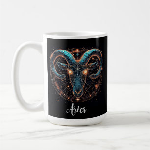 Golden Aries Zodiac Symbol With Ornaments Coffee Mug