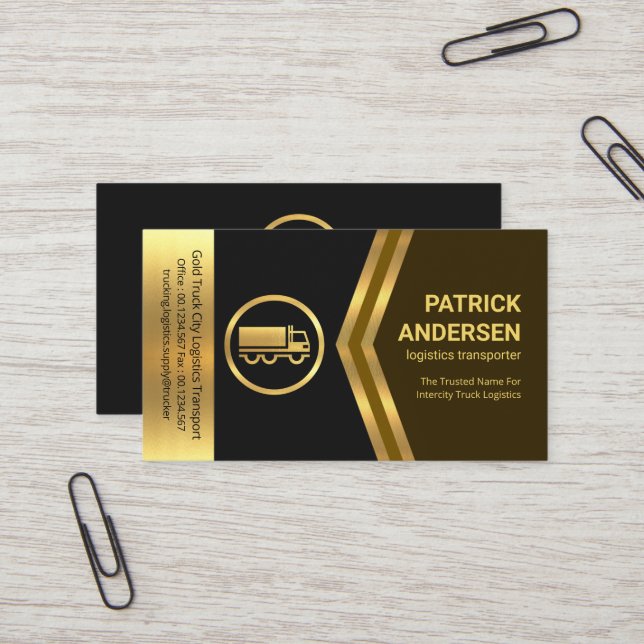 Golden Arrows Gold Semi Truck Business Card (Front/Back In Situ)