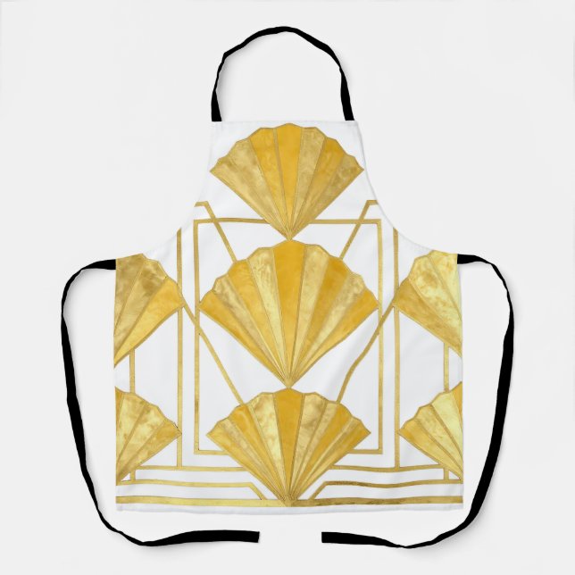 Golden Art Deco Fan Pattern Apron (Front)