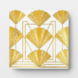 Golden Art Deco Fan Pattern Plaque