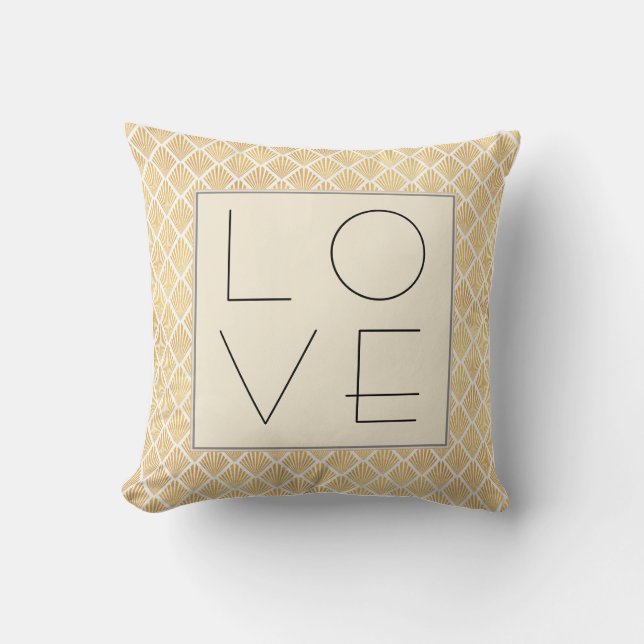 Golden Art Deco LOVE Cushion (Front)