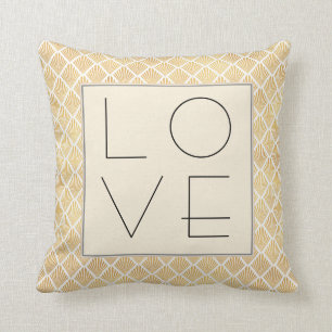 Golden Art Deco LOVE Cushion