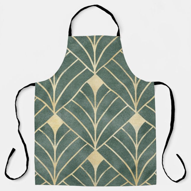 Golden Art Deco: Luxurious Seamless Style Apron (Front)