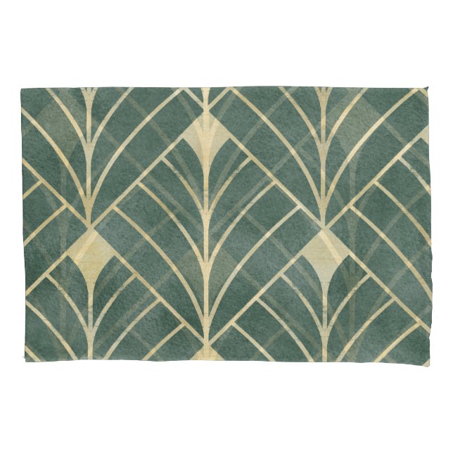 Golden Art Deco: Luxurious Seamless Style Pillowcase (Front)