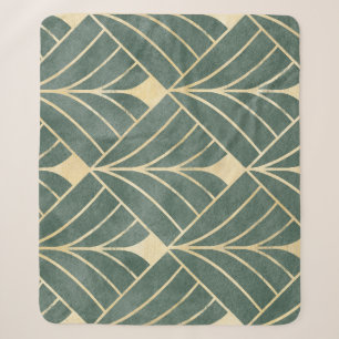 Golden Art Deco: Luxurious Seamless Style Sherpa Blanket