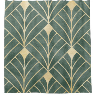 Golden Art Deco: Luxurious Seamless Style Shower Curtain
