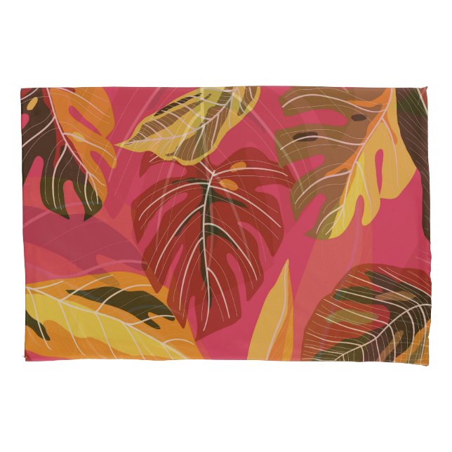 Golden Art Deco Nature Wallpaper Pillowcase (Front)