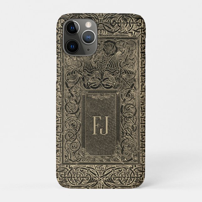 Golden Art Deco Phone Case with your Initial(s) (Back)