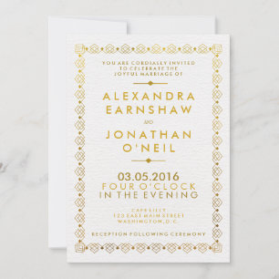 Golden Art Deco Wedding Invitation