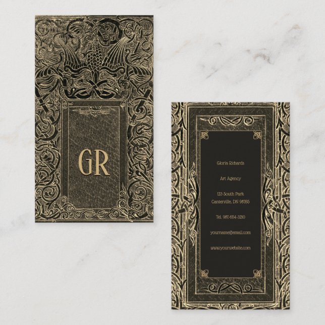 Golden Art Deco with your Monogram Business Card (Front/Back)