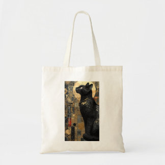 Golden Art Nouveau Cat Lover Tote Bag