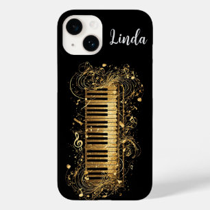 Golden Artistic Piano and Musical Notes Case-Mate iPhone 14 Case