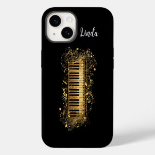 Golden Artistic Piano and Musical Notes iPhone 14 Case