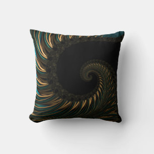 golden artistic Spiral Spin, modern fractal art Cushion