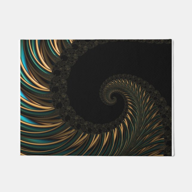 golden artistic Spiral Spin, modern fractal art Doormat (Front)