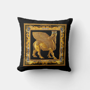Golden Assyria Throw Pillow