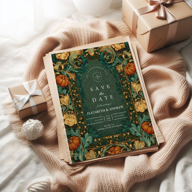 Golden Autumn Botanical Wedding Save The Date (Creator Uploaded)