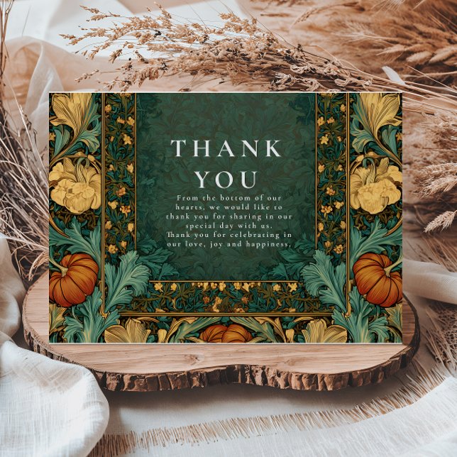 Golden Autumn Botanical Wedding Thank You Card (Creator Uploaded)
