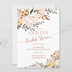 Golden Autumn Botanicals Bridal Shower Invitation