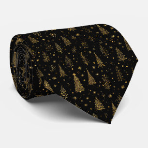 Golden Autumn Christmas Botanical Pattern (2) Tie