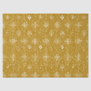 Golden Autumn Christmas Snowflake Pattern Tissue Paper