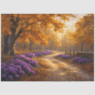 Golden Autumn Country Road Decoupage Tissue Paper