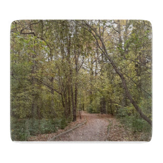 Golden Autumn Forest Path Cutting Board