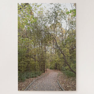 Golden Autumn Forest Path Jigsaw Puzzle