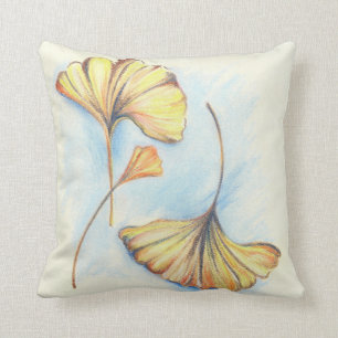 Golden Autumn Ginkgo Leaves Cushion
