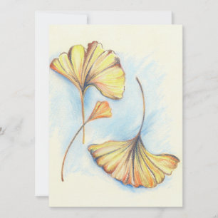 Golden Autumn Ginkgo Leaves Invitation