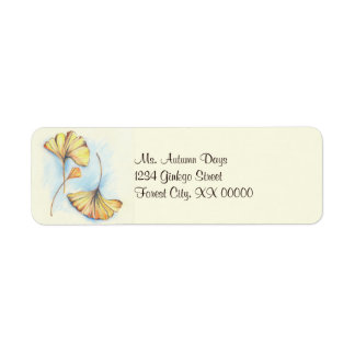 Golden Autumn Ginkgo Leaves Return Address Label