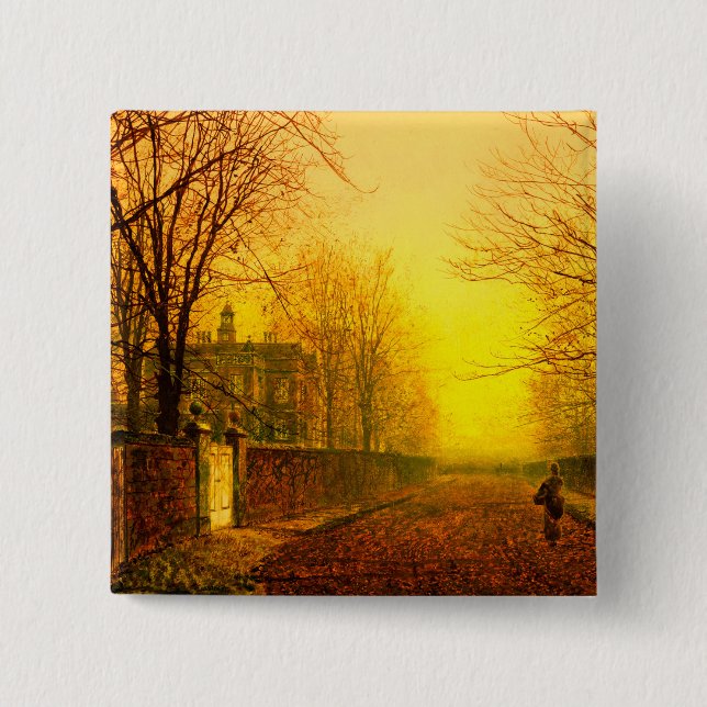 Golden Autumn John Atkinson Grimshaw 15 Cm Square Badge (Front)