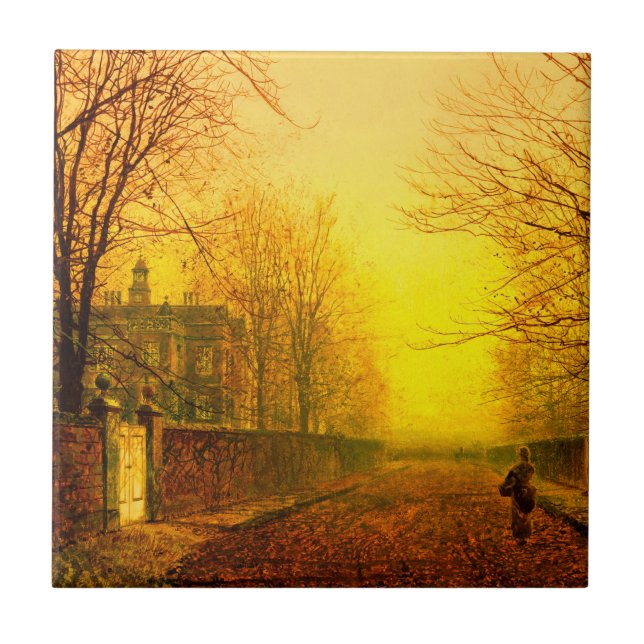 Golden Autumn John Atkinson Grimshaw Ceramic Tile (Front)