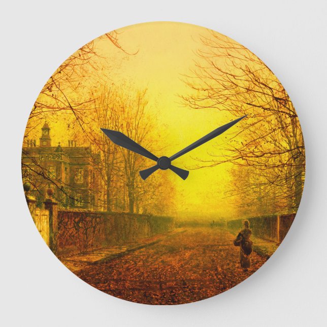 Golden Autumn John Atkinson Grimshaw Large Clock (Front)