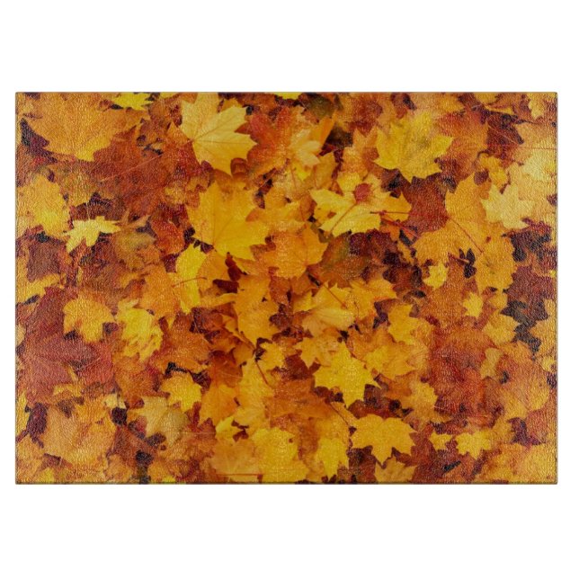 Golden Autumn Leaf Cutting Board (Front)