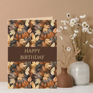 Golden Autumn Leaves Fall Foliage Happy Birthday Card