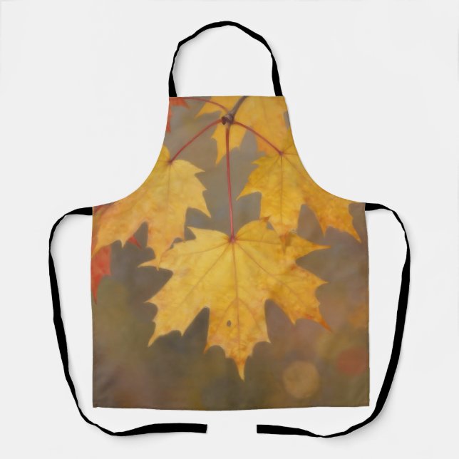Golden Autumn Maple Leaves Apron (Front)