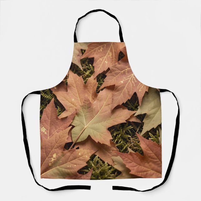 Golden Autumn Maple Leaves Moss Fall Foliage  Apron (Front)