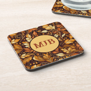 Golden Autumn Monogram Coaster