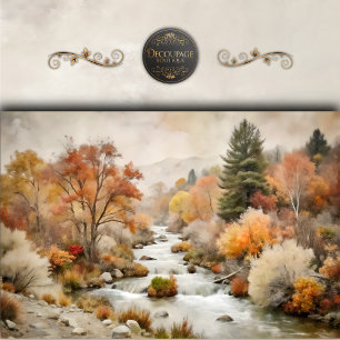 Golden Autumn River Decoupage Tissue Paper