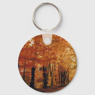 Golden Autumn Road Key Ring